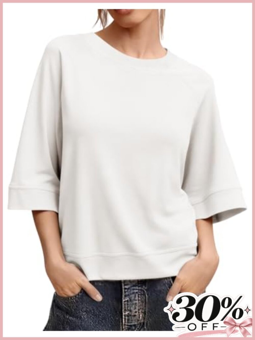 Oversized Boxy Half Sleeve Crew Neck T-Shirt Casual Loose Fit Drop Shoulder Top